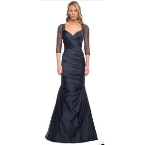 La Femme 30138 - Embellished Lace Mother of the Groom Mermaid Dress in Navy NWOT